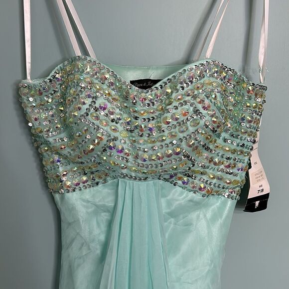 DAVE AND JOHNNY 10186 Strapless Aqua NWT 7/8 - Picture 4 of 10